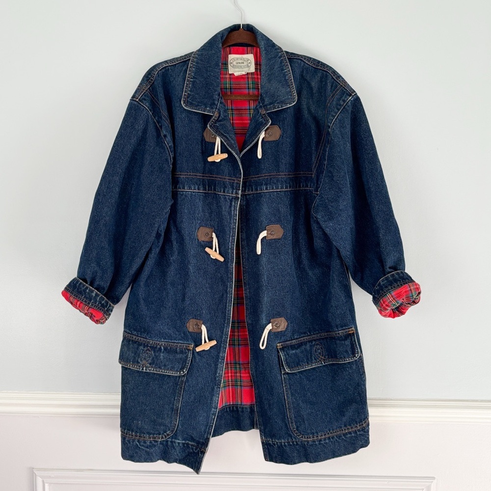 Charter Club Weekend Wear Red Plaid Cotton Chore Coat Sz Large Outerwear Flannel